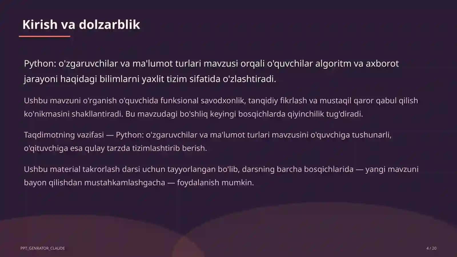 Python: o'zgaruvchilar va ma'lumot turlari (8-sinf) 4