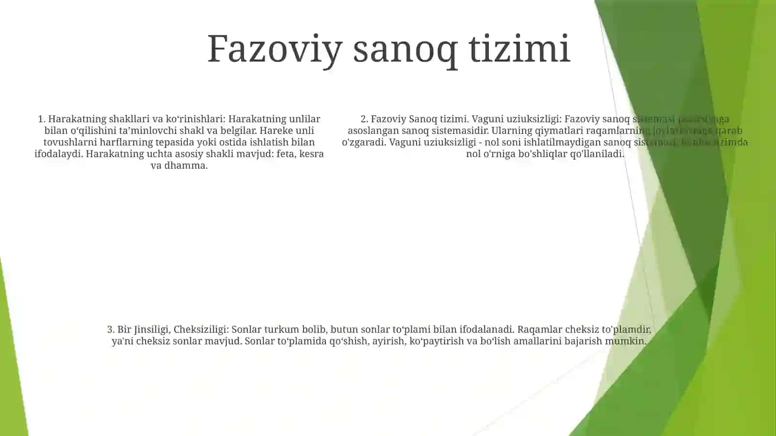Harakatning Shakllari Va Korinishlari. Fazoviy Sanoq Sistemasi. Vaguni Uziuksizligi 4