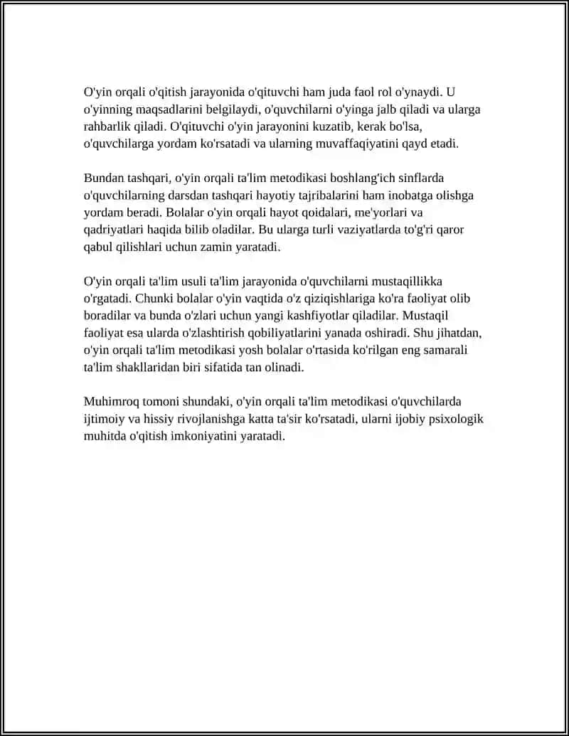 O'yin orqali ta'lim metodikasi 4