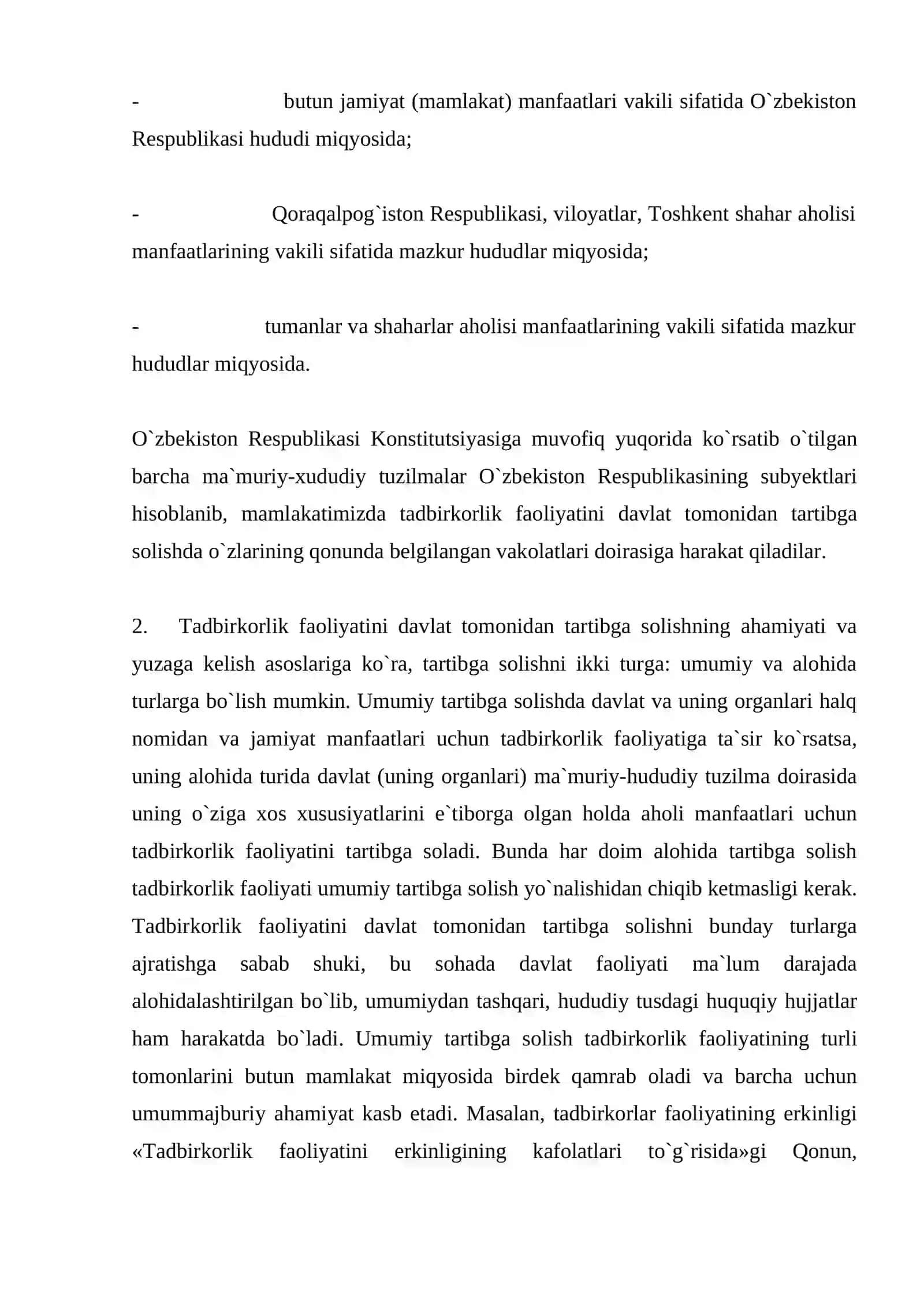 Tadbirkorlik faoliyatining davlat tomonidan tartibga solinishi 4