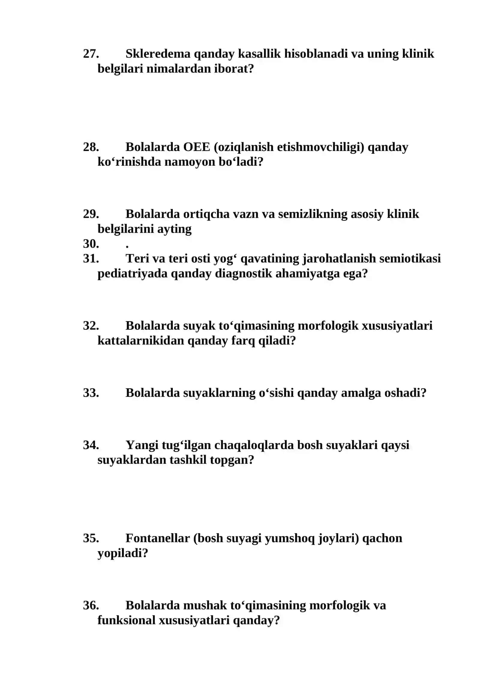 Bolalar kasalligi propidevtikasidan oraliq nazorat uchun cavollar 4