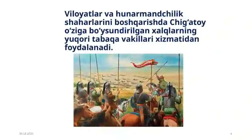 Xorazmshoxlar davlatining tugatilishi va Chig`atoy ulusining tashkil topishi 4