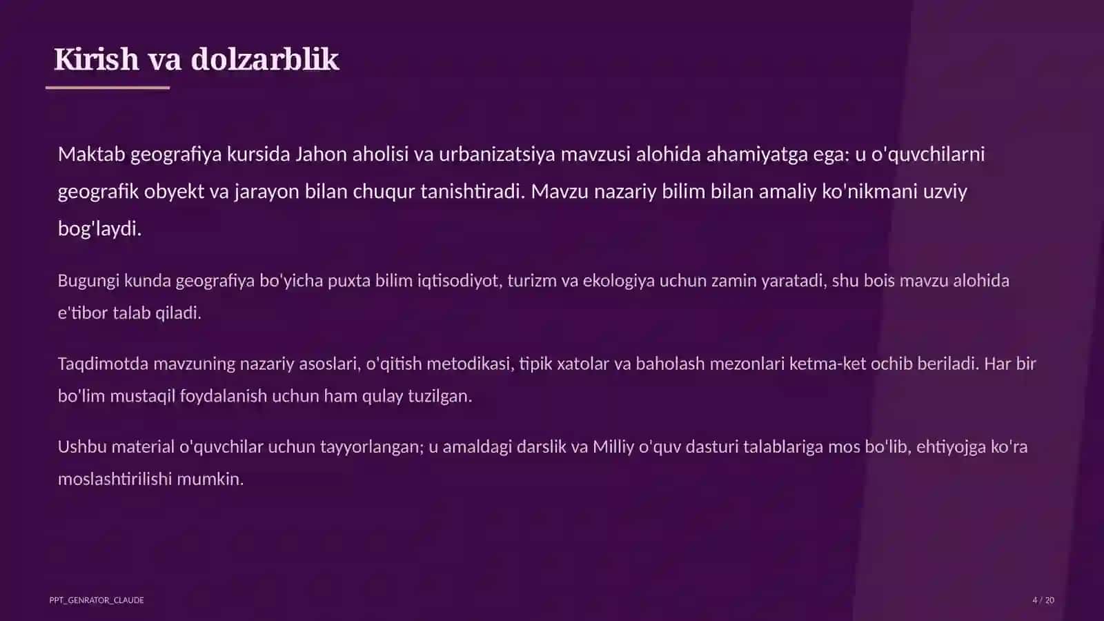 Jahon aholisi va urbanizatsiya (10-sinf) 4