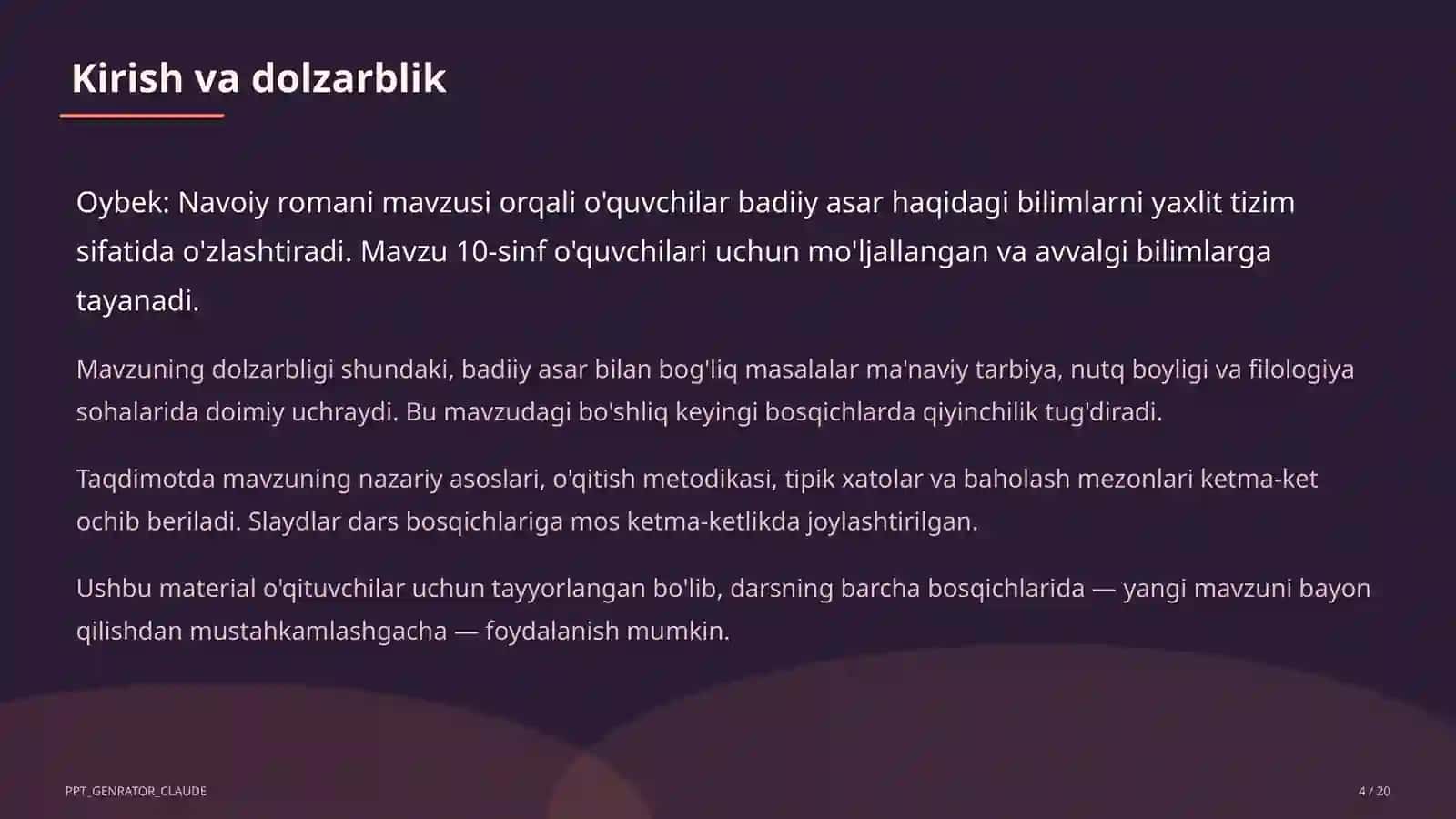 Oybek: Navoiy romani (10-sinf) 4