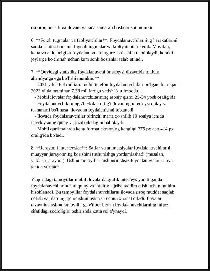 MOBIL ILOVALARDA FOYDALANUVCHI GRAFIK INTERFEYSI. LAYOUTLARDAN FOYDALANISH VA ULARNING TURLARI 4