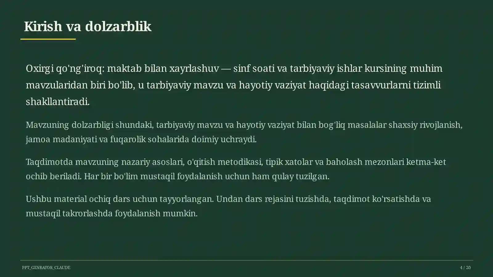 Sinf soati va tarbiyaviy tadbirlar 4
