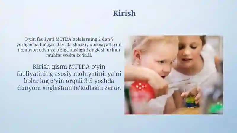 O'yin faoliyatini tashkil etish va unga rahbarlik qilish 4