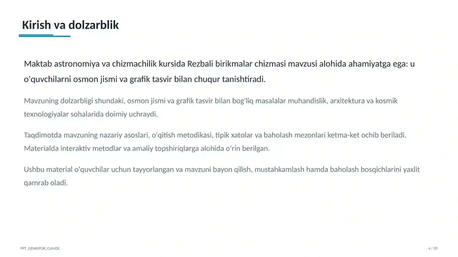 Rezbali birikmalar chizmasi (9-sinf) 4