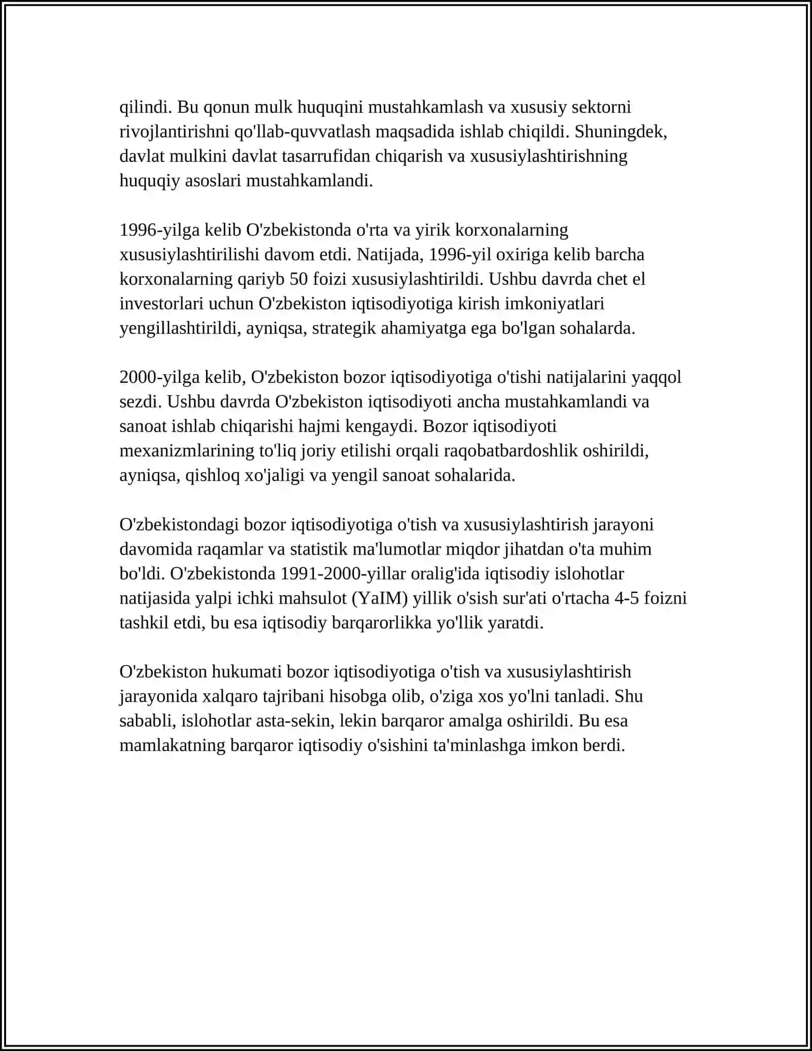 O'ZBEKISTONDA BOZOR MUNOSABATLARINI RIVOJLANISHI 4