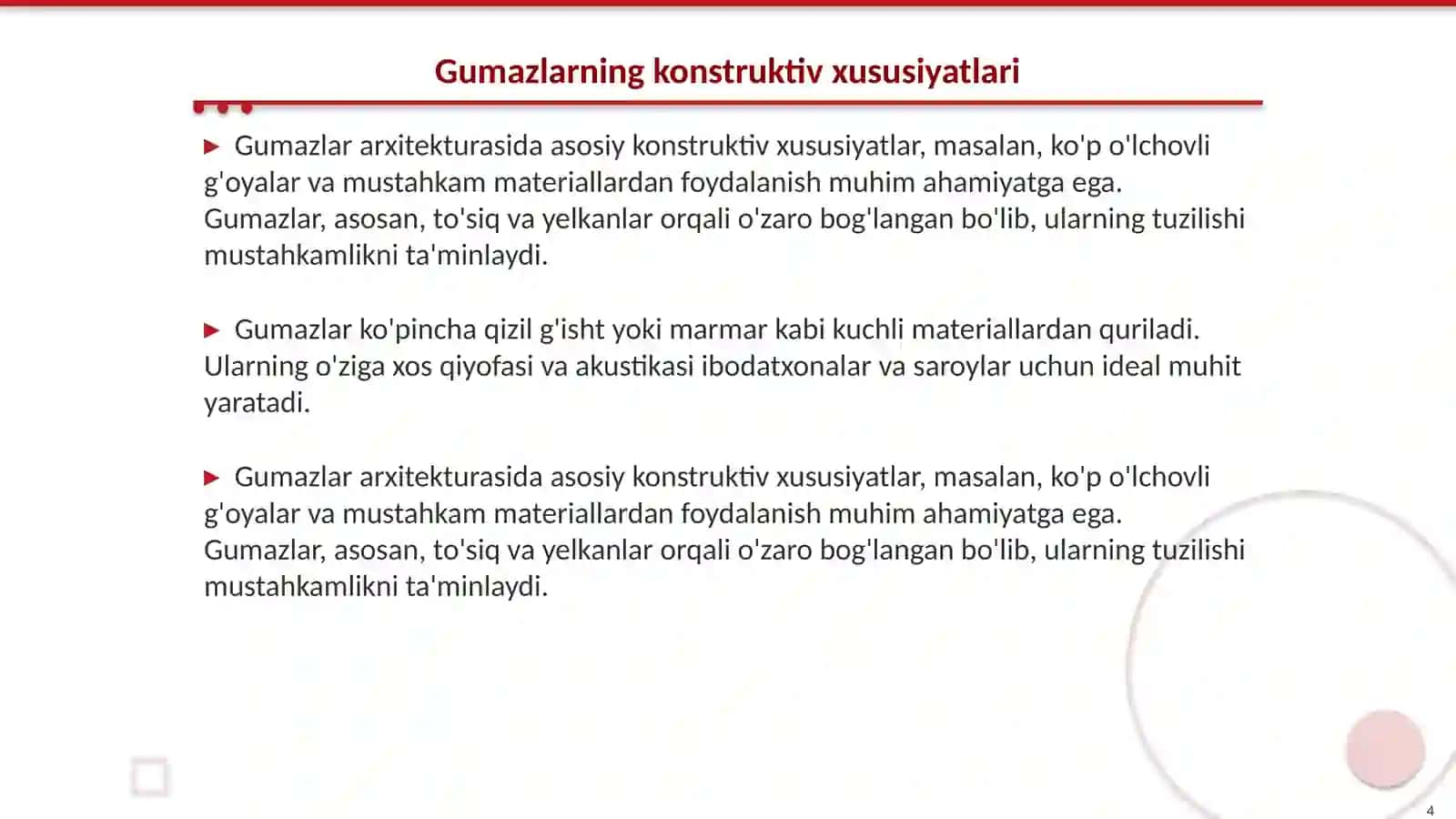 Arxitektura tarix nazariyasi gumazlar 4