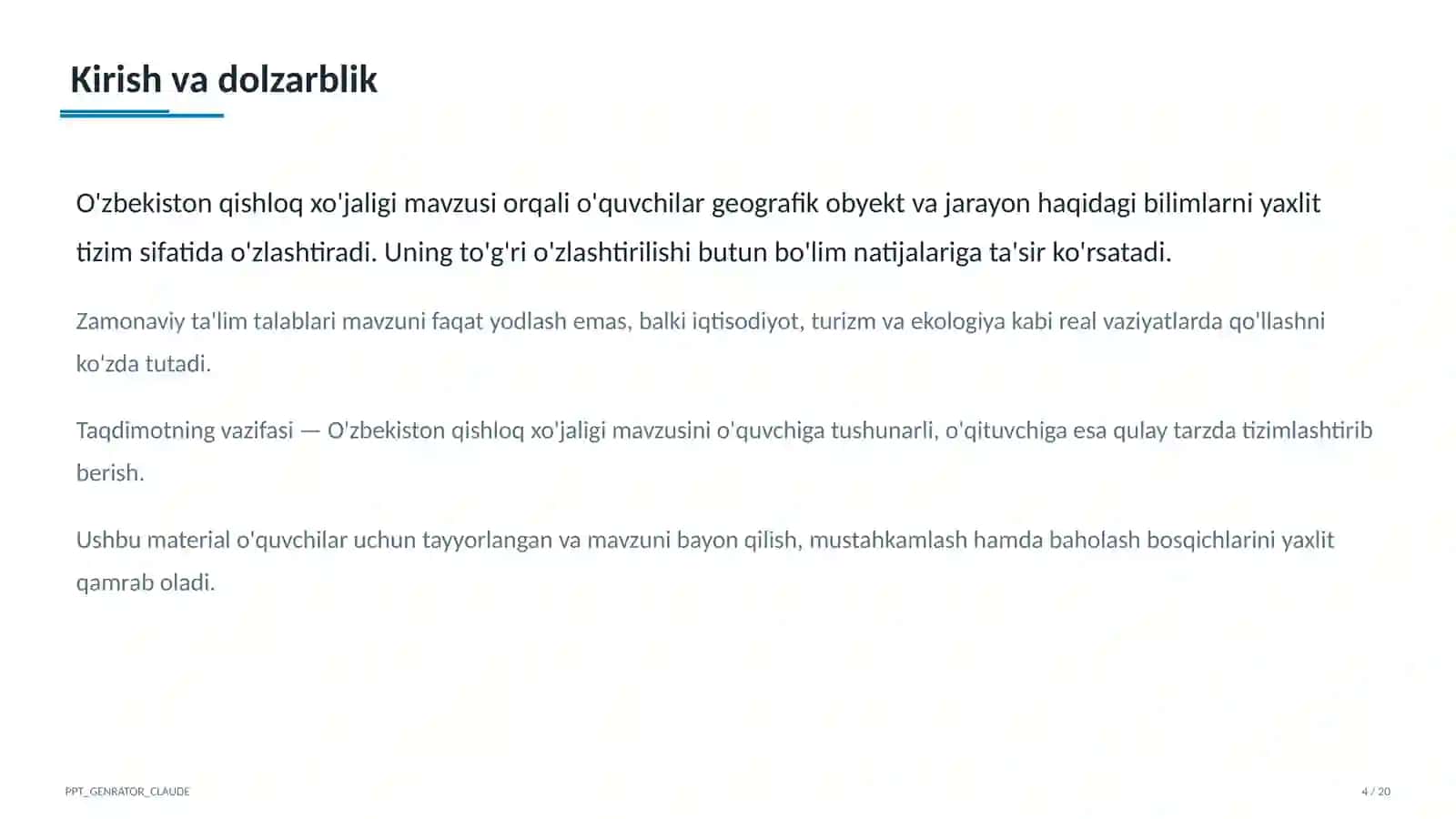 O'zbekiston qishloq xo'jaligi (9-sinf) 4
