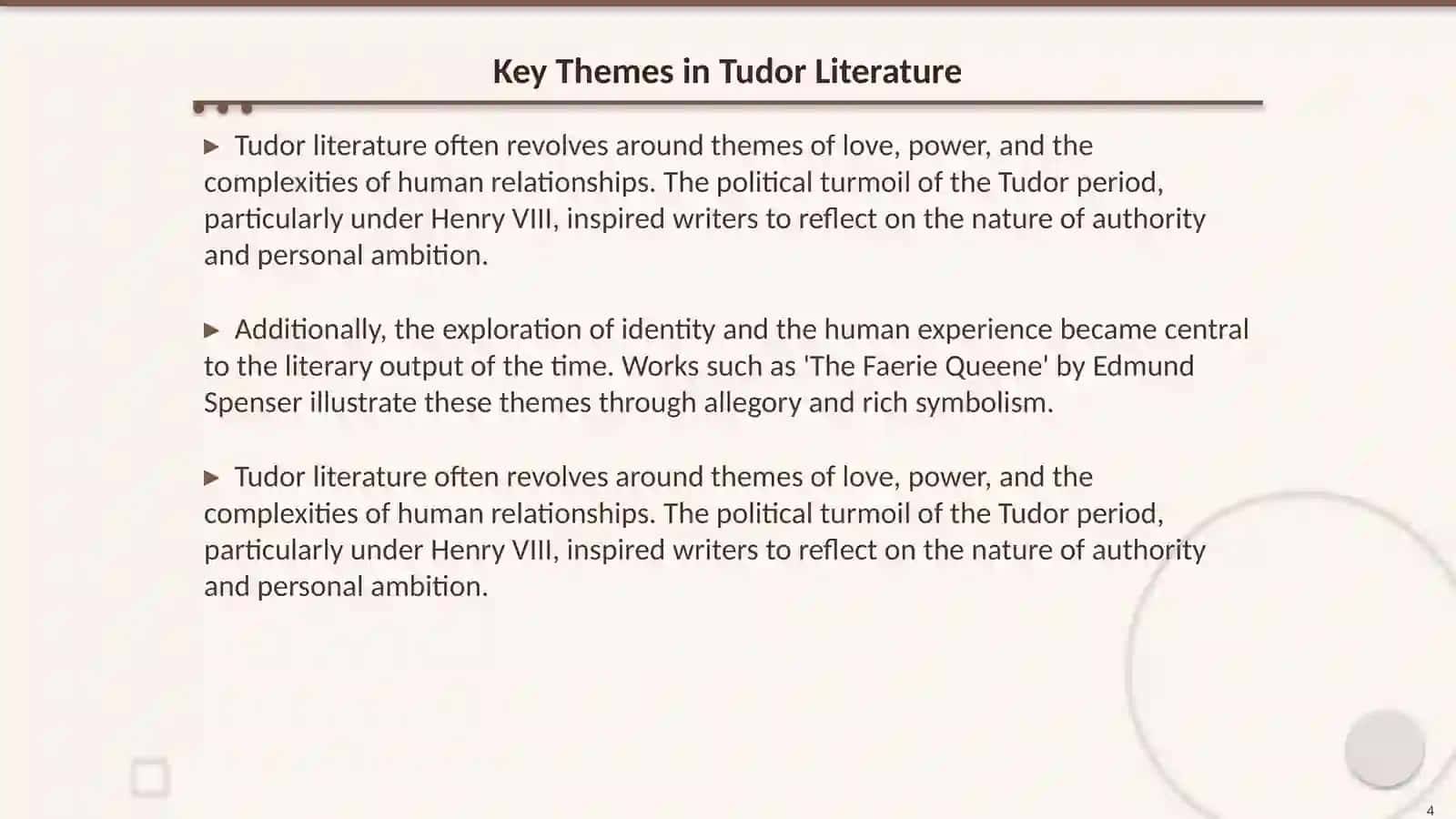 Tudor Literature and the Renaissance 4