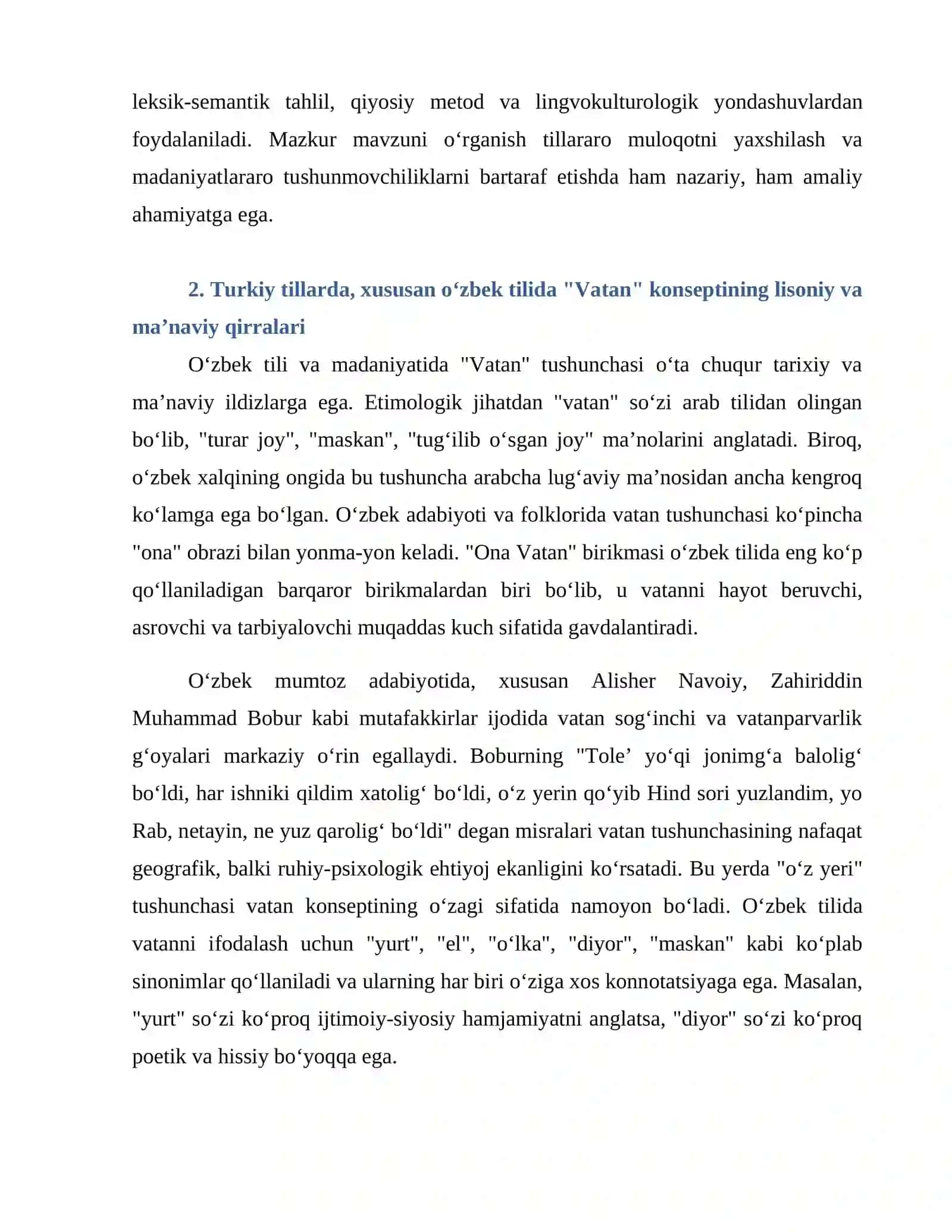 "Vatan" konseptining turli tillar va madaniyatlarda lisoniy aks etishi: Qiyosiy-tipologik tahlil 4