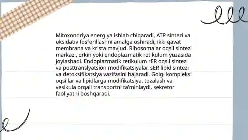 Odam tana qisimlari tuzulishi va funksiyalari xujayra toqima organlar sistemasi 4