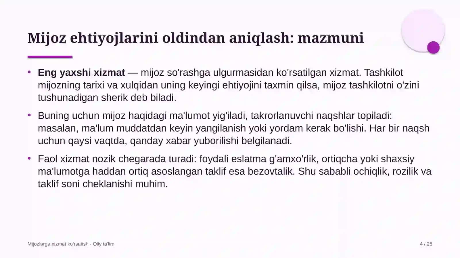 Davlat byudjeti tizimida mijoz ehtiyojlarini oldindan aniqlash 4