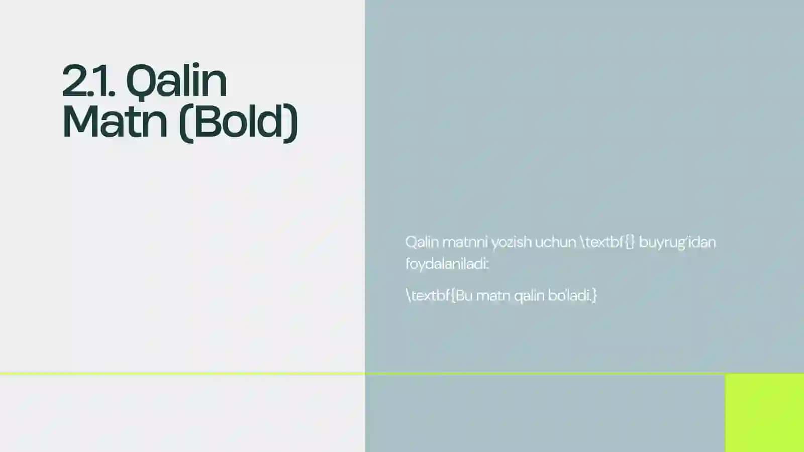 LaTeX da Matnlar Bilan Ishlash 4