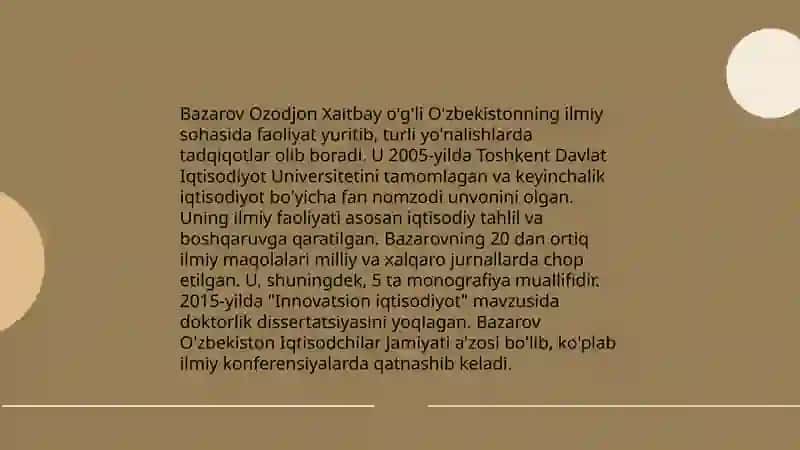 Bazarov Ozodjon Xaitbay O'g'li 4