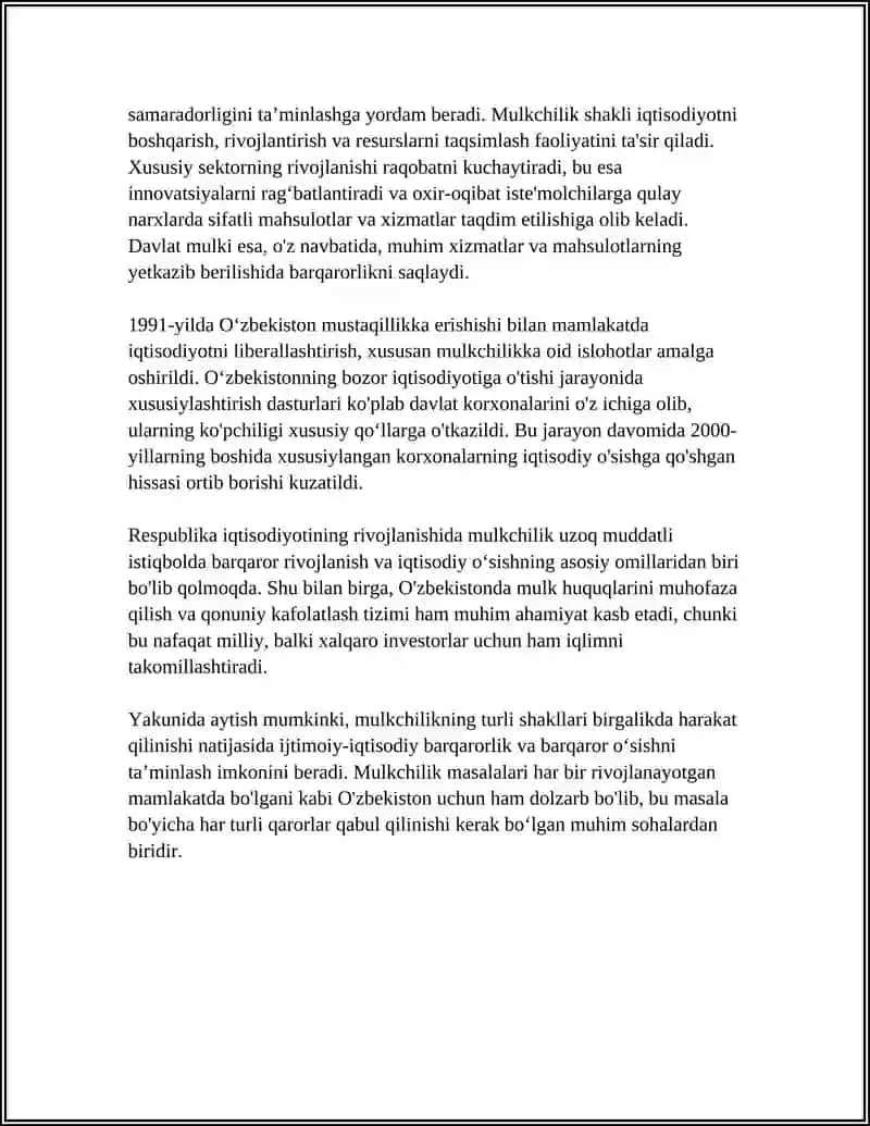 Mulkchilikning Turlari va Ularning Iqtisodiy Mazmuni 4