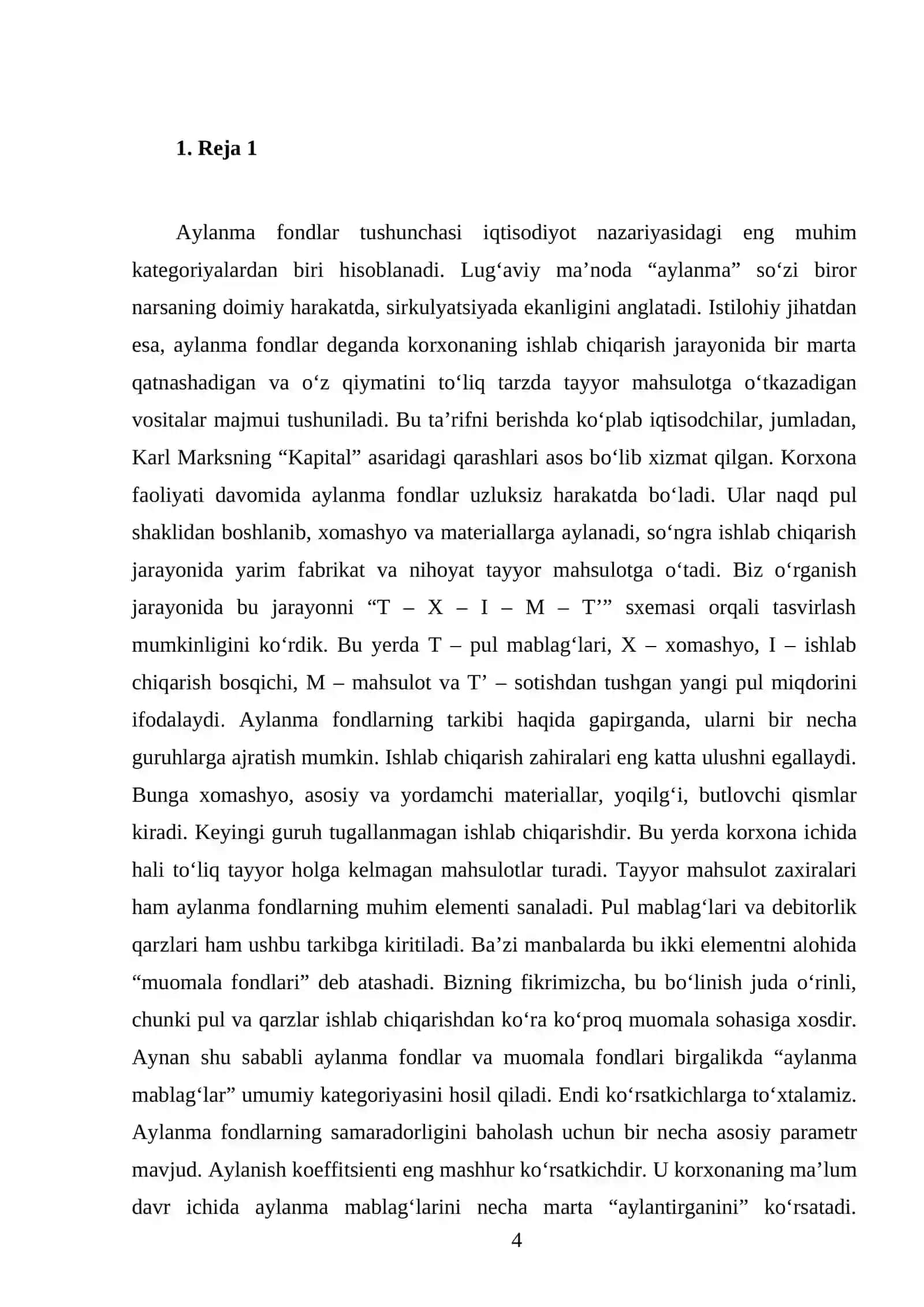 Aylanma fondlar (mablag`lar) tushunchasi, tarkibi va ko`rsatkichlari 4