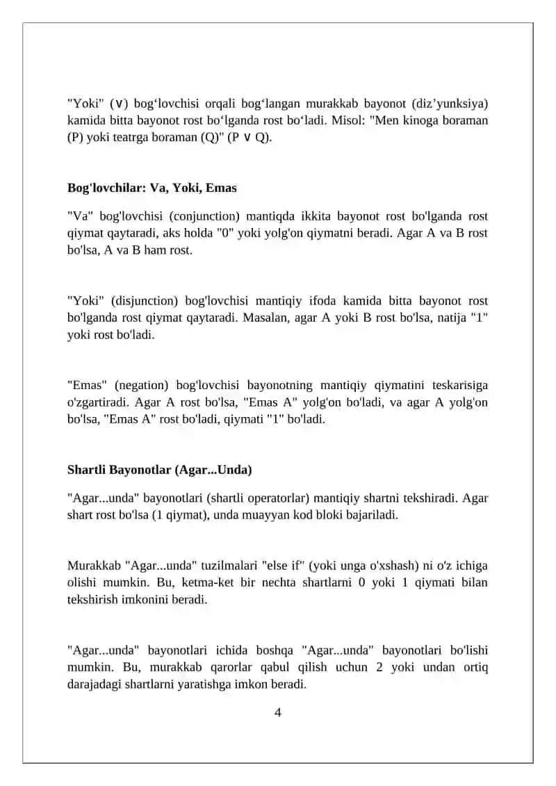 Sodd va Murakkab Bayonotlar 4