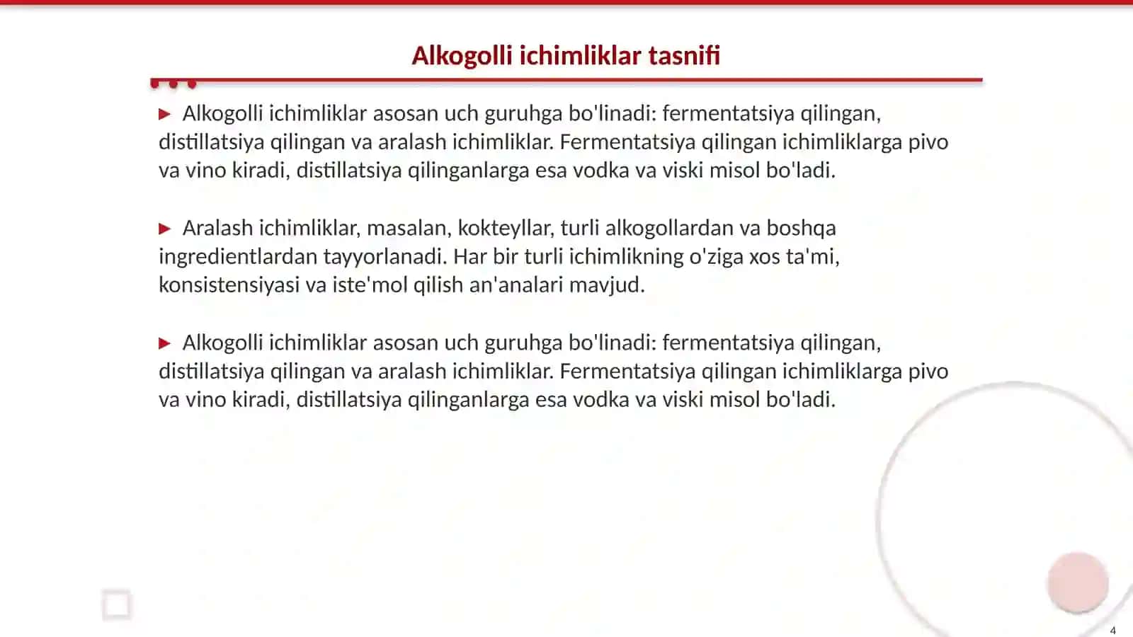 Alkogolli ichimliklar.Tasnifi tavsifi va qoʻllanilishi 4