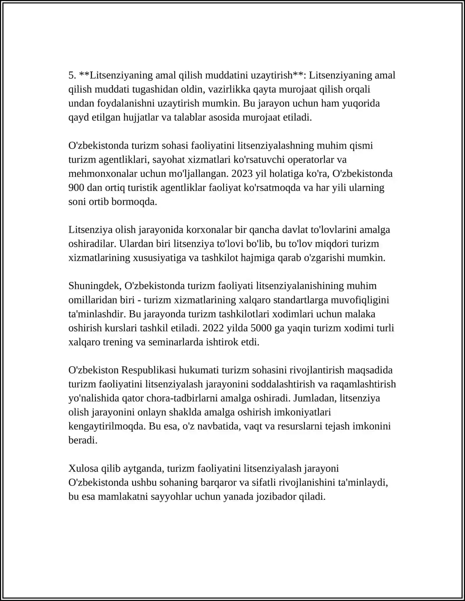 TURIZM FAOLIYATINING DAVLAT TOMONIDAN NAZOARAT QILINISHI 4