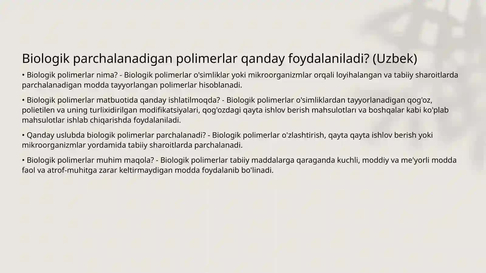 Biologik parchalanadigan polimerlar 4