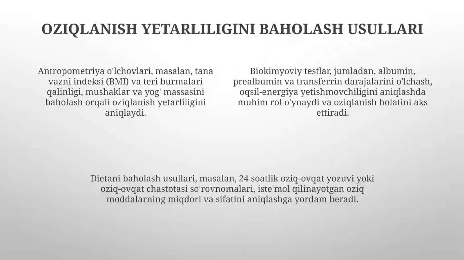 Oziqlanishning ahamiyati shundaki 4