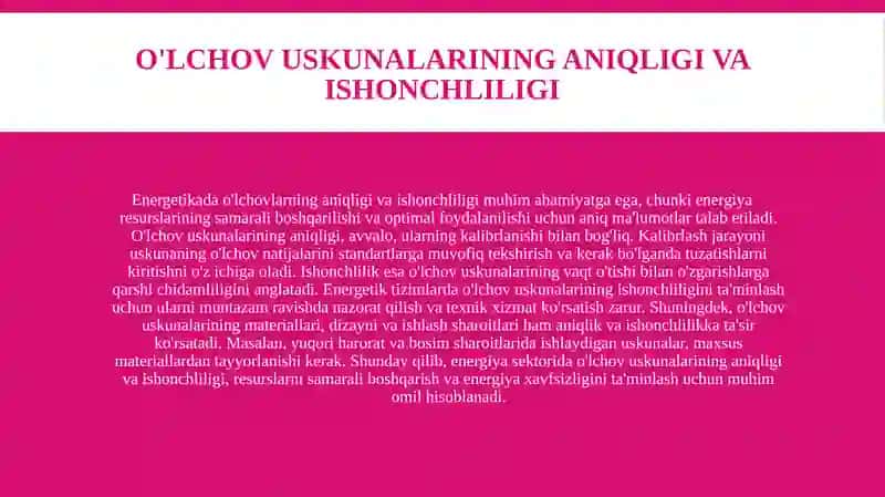 Energetikada o'lchovlarning o'rni 4