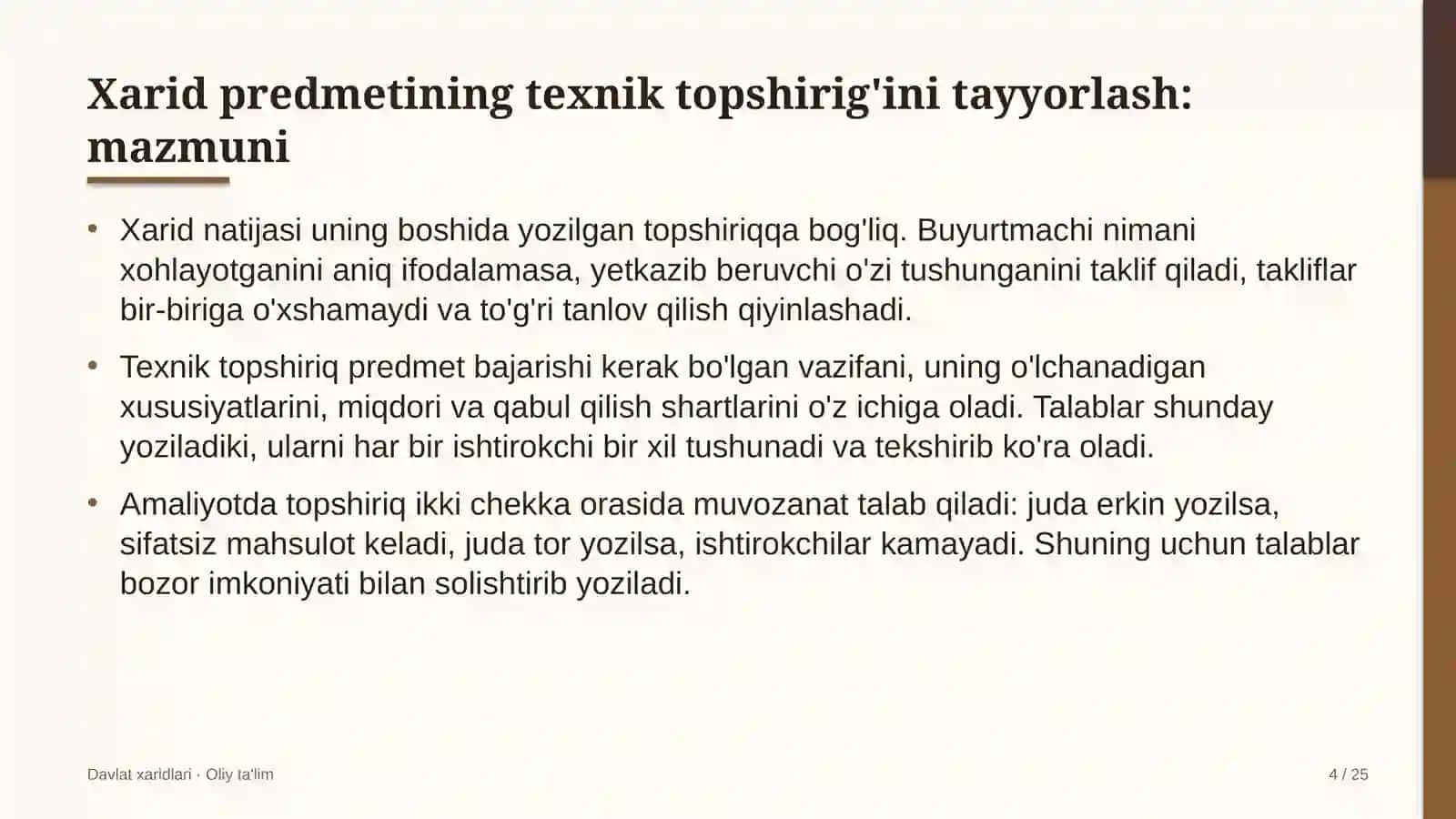 g'allachilikda xarid predmetining texnik topshirig'ini tayyorlash 9064 4
