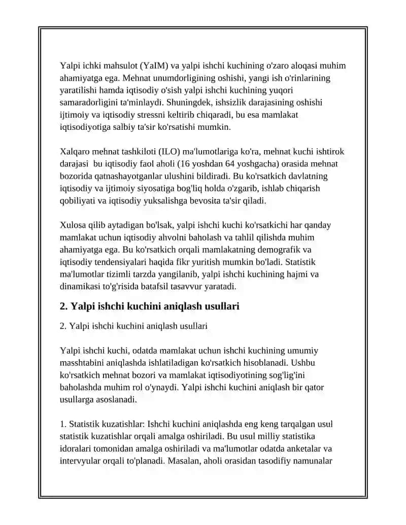 Yalpi ishchi kuchi, uning bandligi, ishsizlik 4