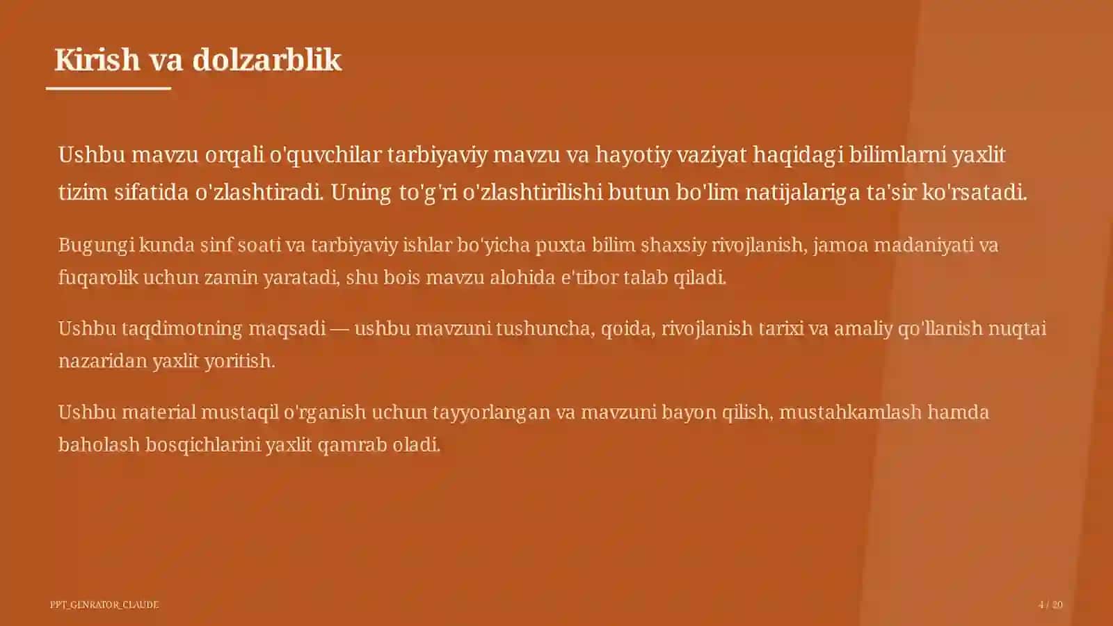 Sinf soati va tarbiyaviy tadbirlar 4