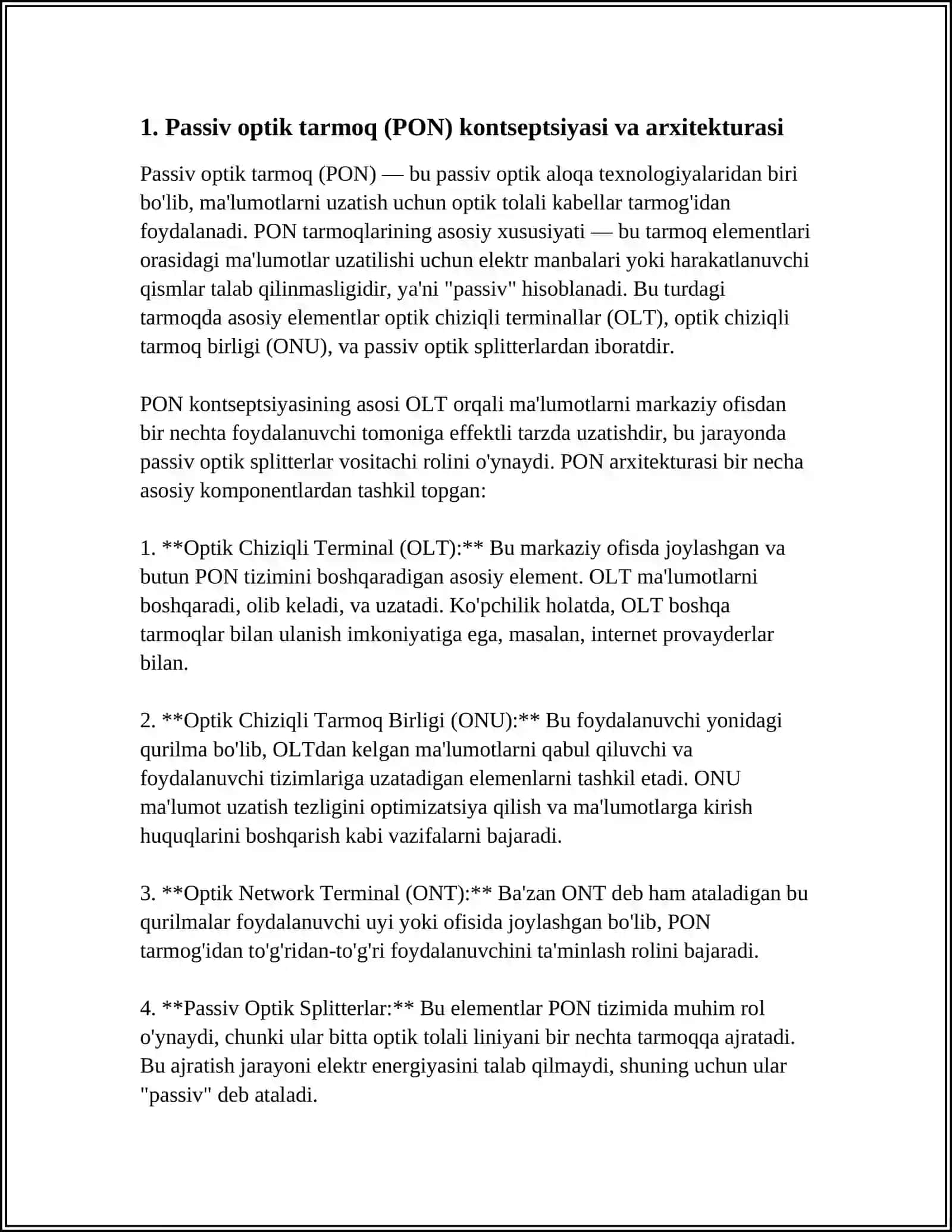 PASSIV OPTIK ALOQA TARMOQ TEXNALOGIYALARI VA ULARNING XUSUSIYATLARI 4