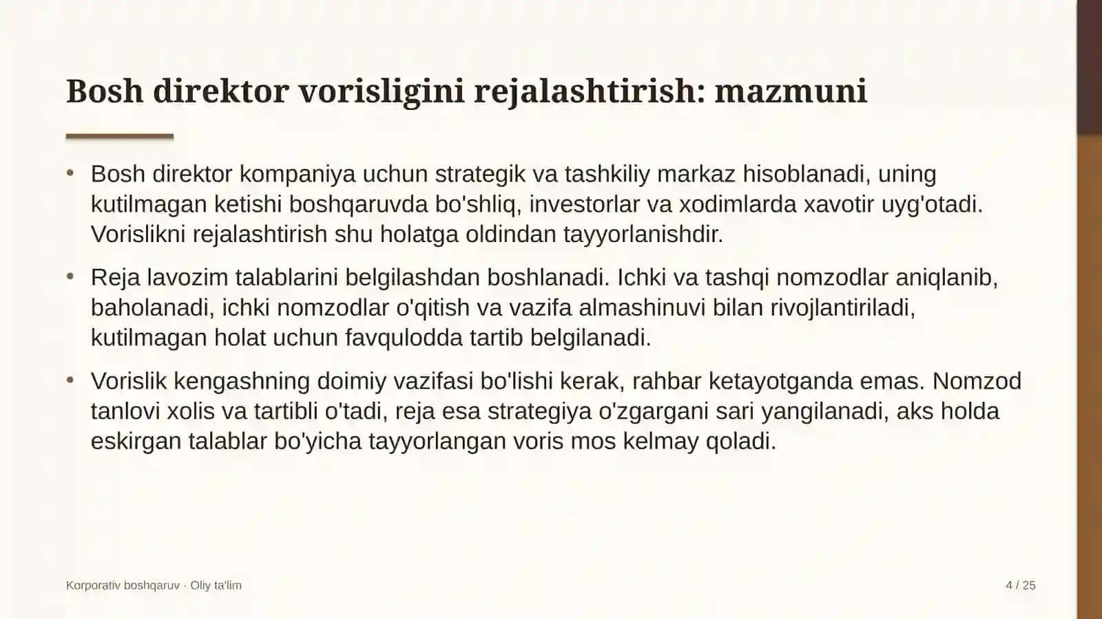 Gastronomik turizmda bosh direktor vorisligini rejalashtirish 4