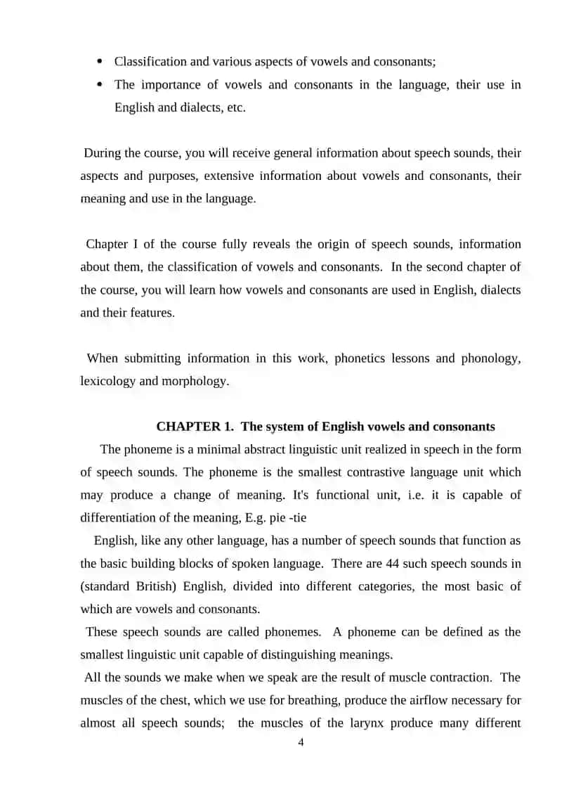 Course Paper: The system of English phonemes 4