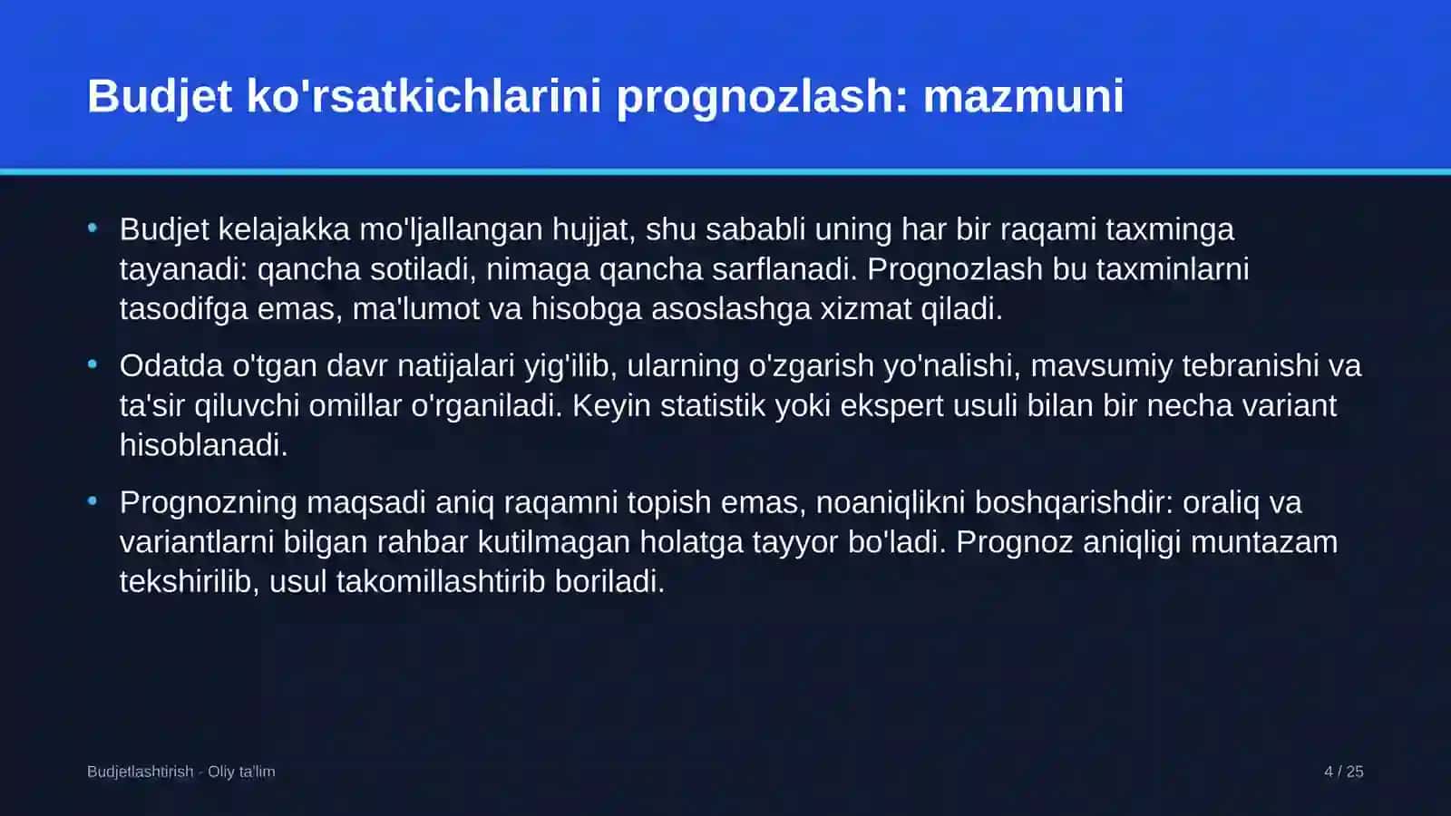 Kosmetologiya klinikalarida budjet ko'rsatkichlarini prognozlash 4