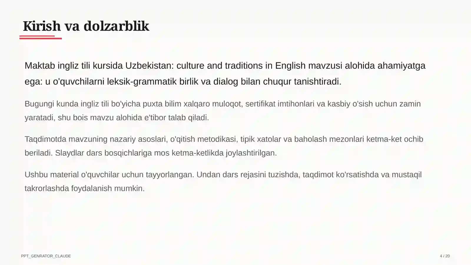 Uzbekistan: culture and traditions in English (8-sinf) 4