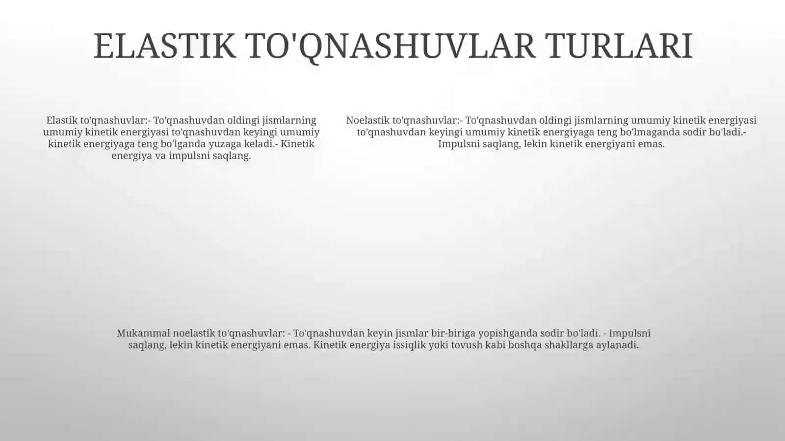 Elastik Va Noelastik To'Qnashuv 4