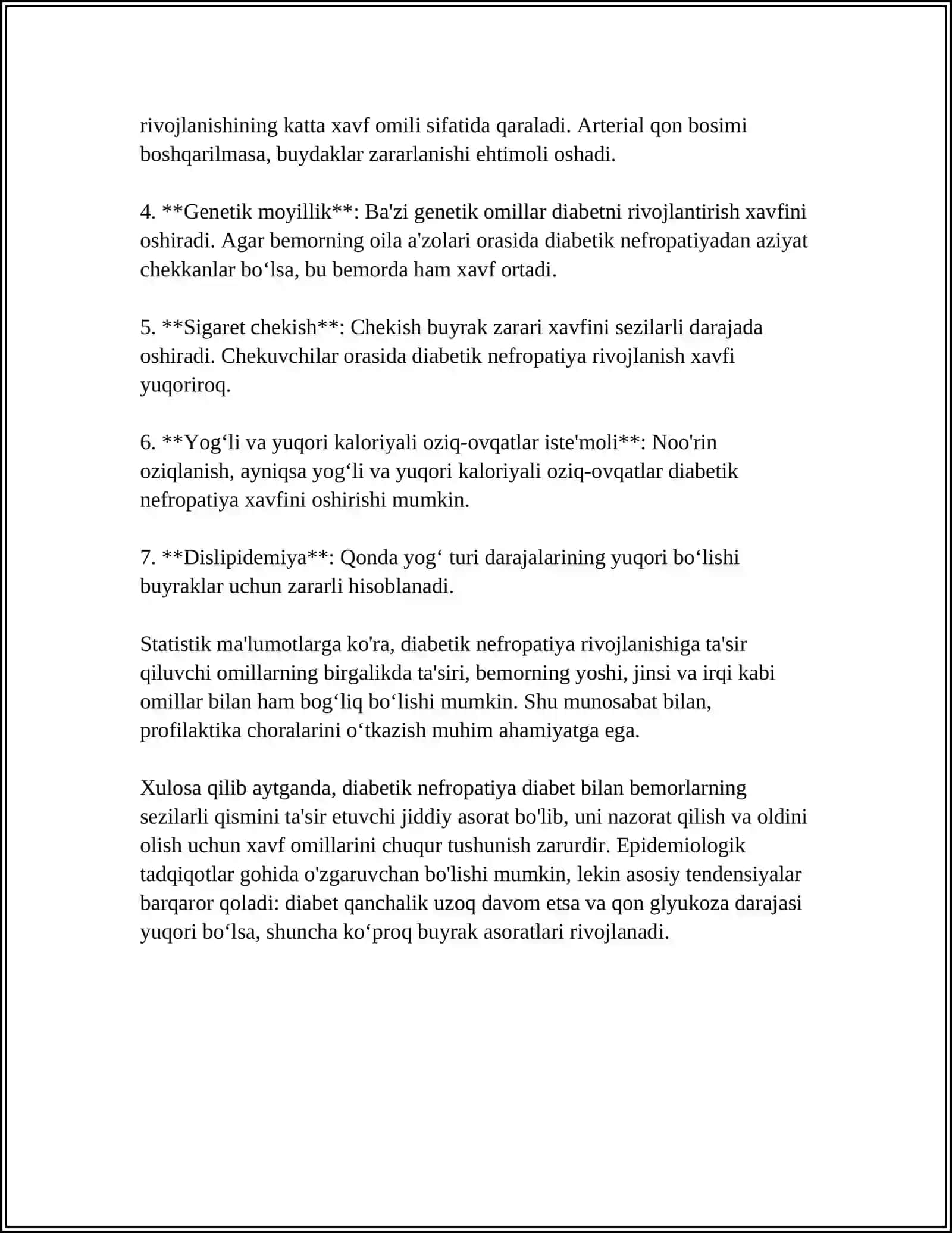 MODDALAR ALMASHINUVI NEFROPATIYASI: DIABETIK VA PODAGRIK NEFROPATIYA 4