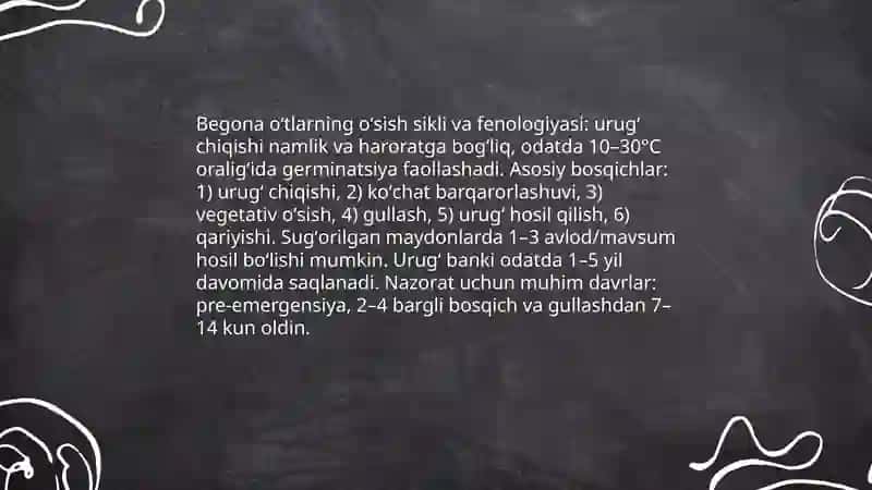 Sugʻoriladigan yerlarda oʻsadigan ashaddiy begona oʻtlar 4