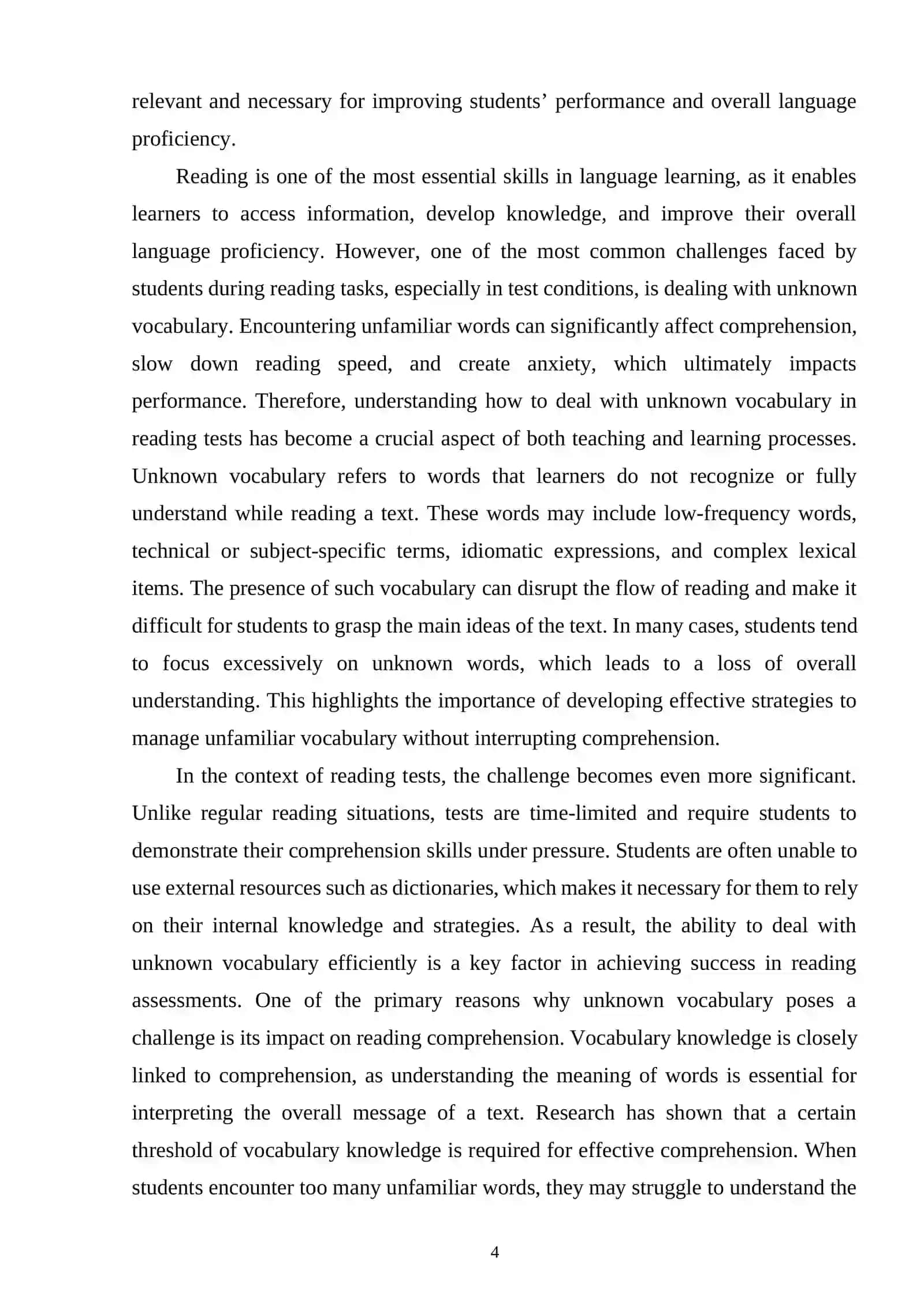 Dealing with unknown vocabulary in reading tests 4
