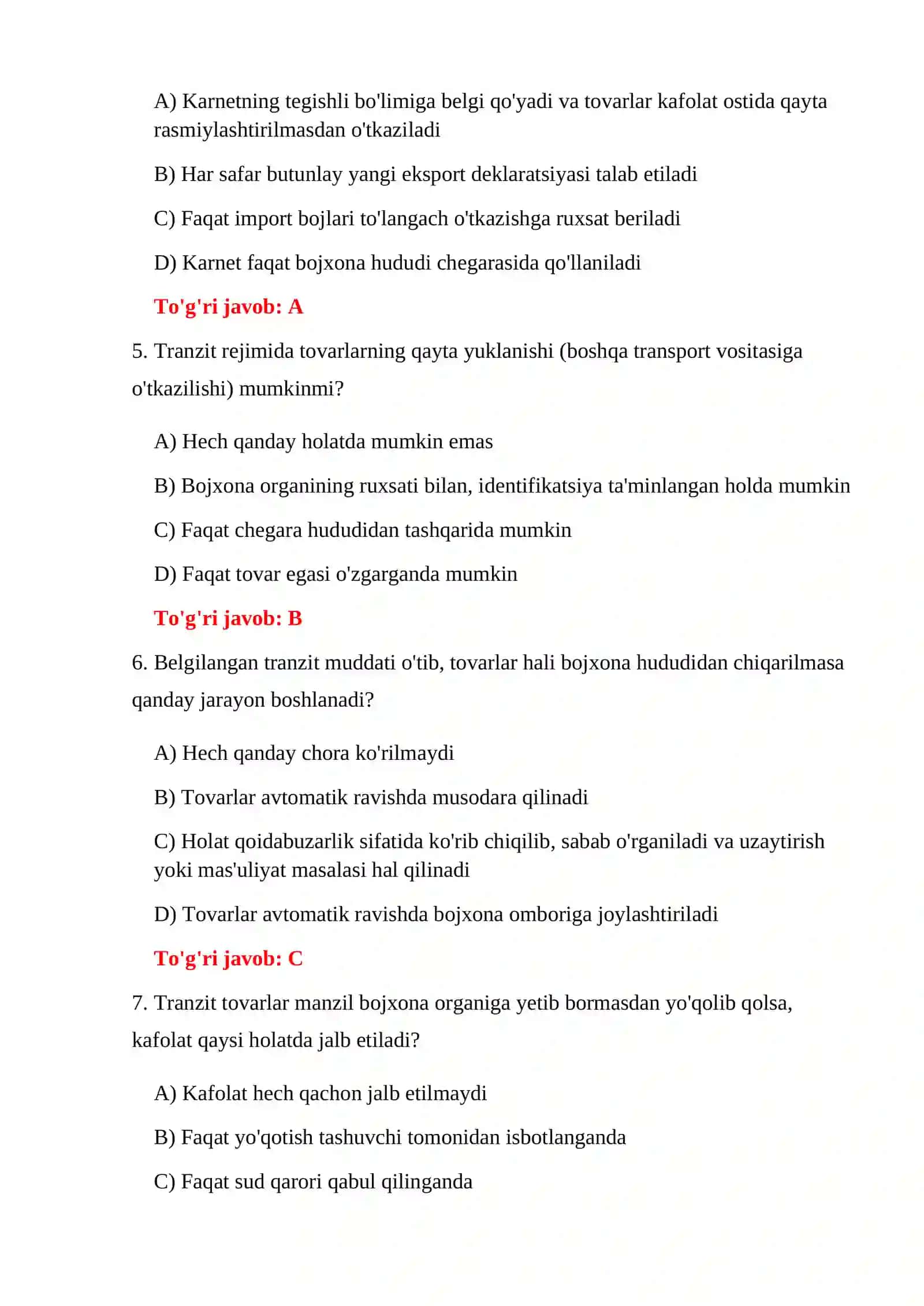 TRANZIT DEKLARATSIYASI TESTLARI 4