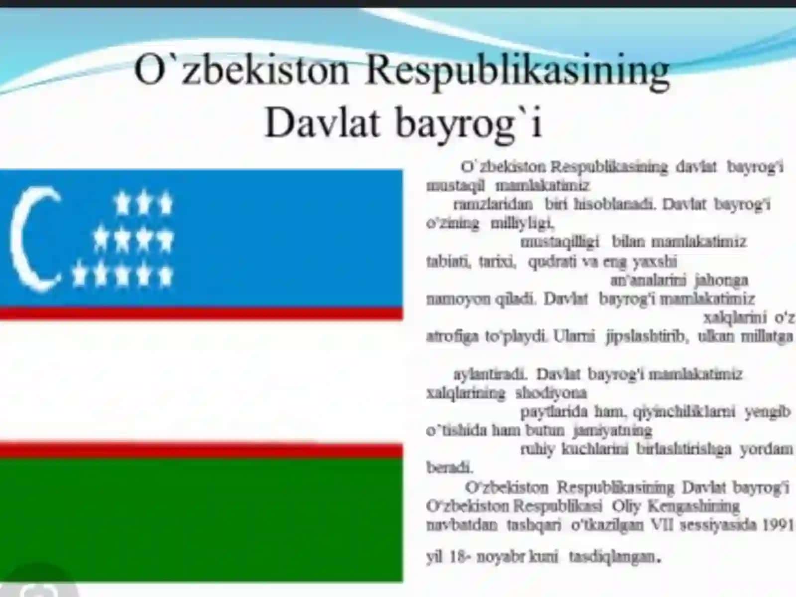 O'zbekiston Respublikasi bayrog'i qabul qilingan kuniga bag'ishlangan videoroligi 4