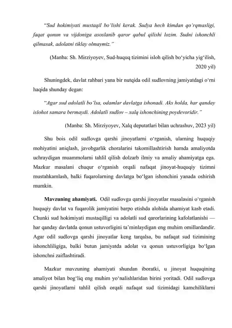 "ODIL SUDLOVGA QARSHI JINOYATLAR" KURS ISHI 4