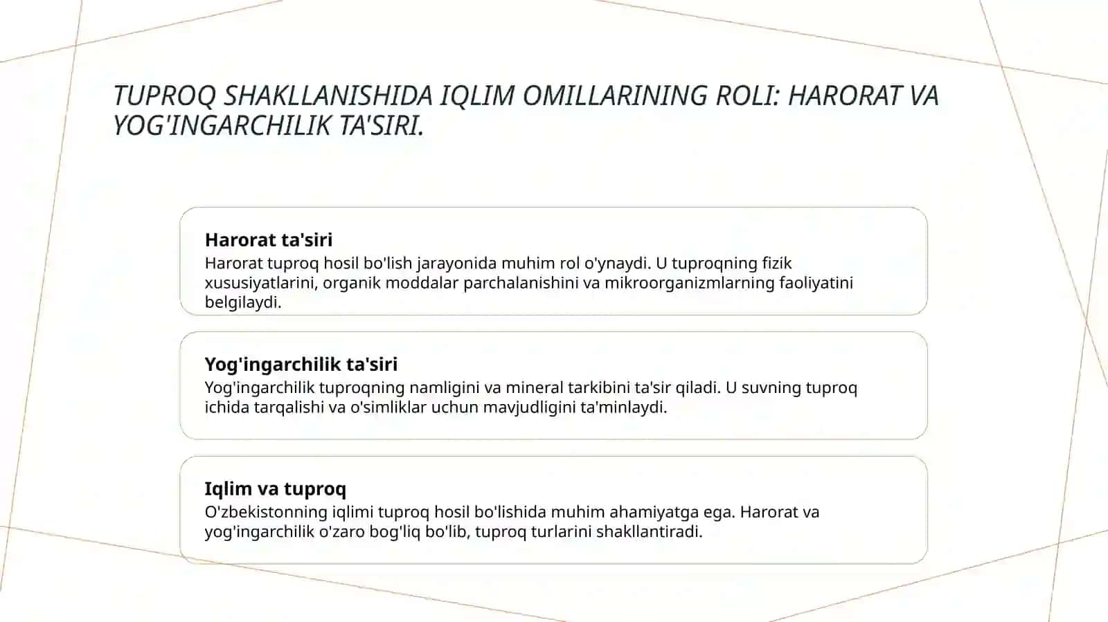 Tuproqni xosil qiluvchi omillar 4