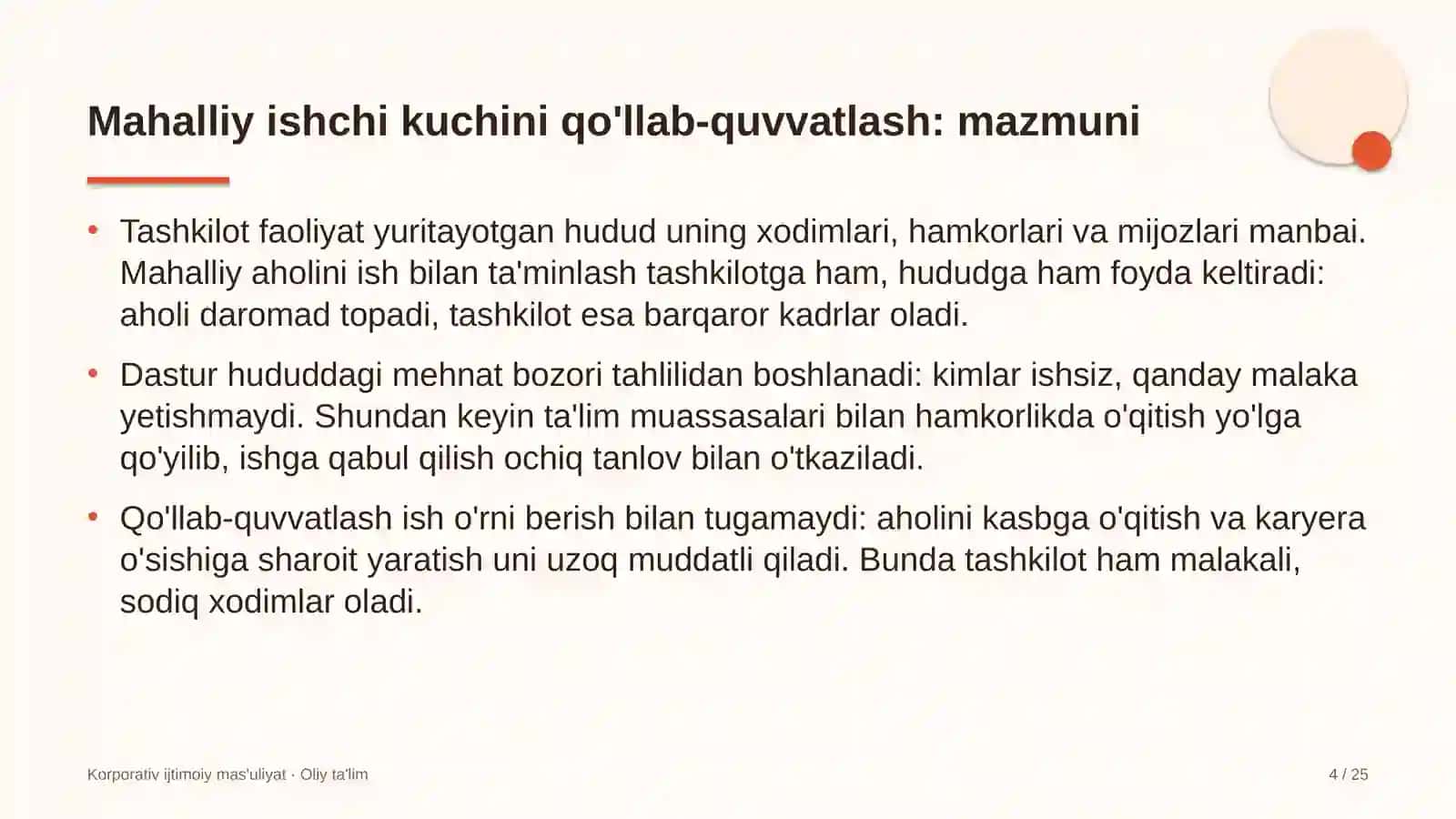 Ko'kalamzorlashtirish xizmatida mahalliy ishchi kuchini qo'llab-quvvatlash 4