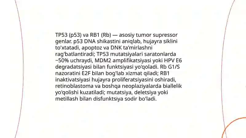 Neoplaziya.kanserogenezning molekulyar asoslari. Oʻsma oʻsishining biologiyasi: yaxshi va yomon sifatli oʻsmalar. Kanserogen agentlar va ularning hujayralar bilan tasvirlanishi.oʻsmaning organizmga taʼsiri 4