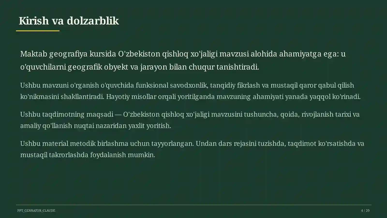 O'zbekiston qishloq xo'jaligi (9-sinf) 4