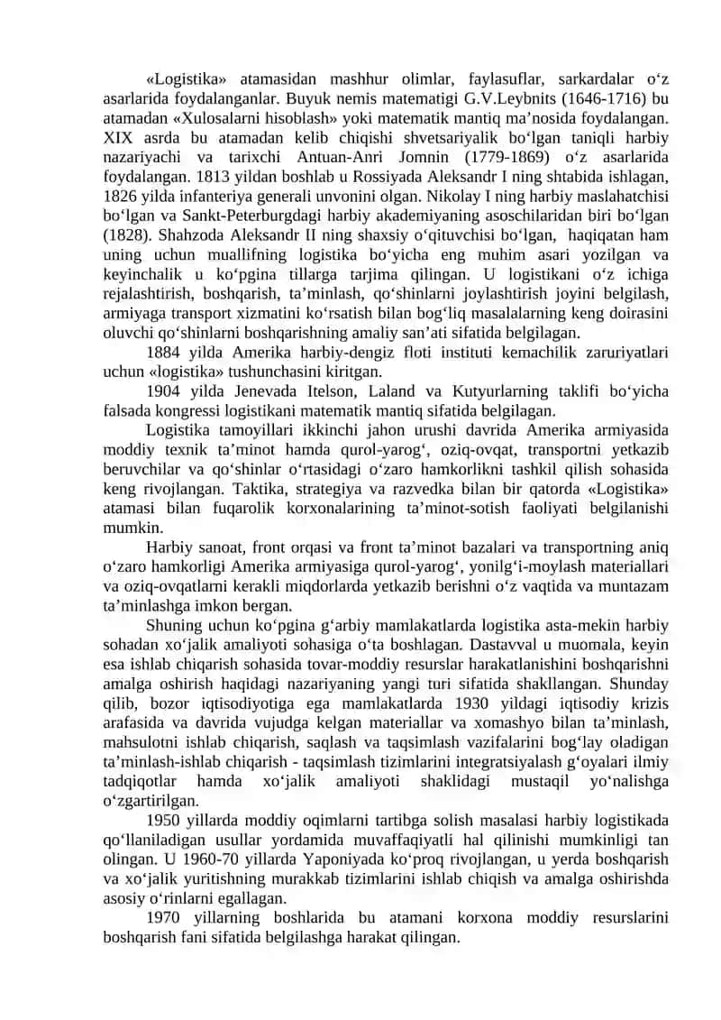 LOGISTIKANING ASOSIY YO‘NALISHLARI VA TAMOYILLARI 4