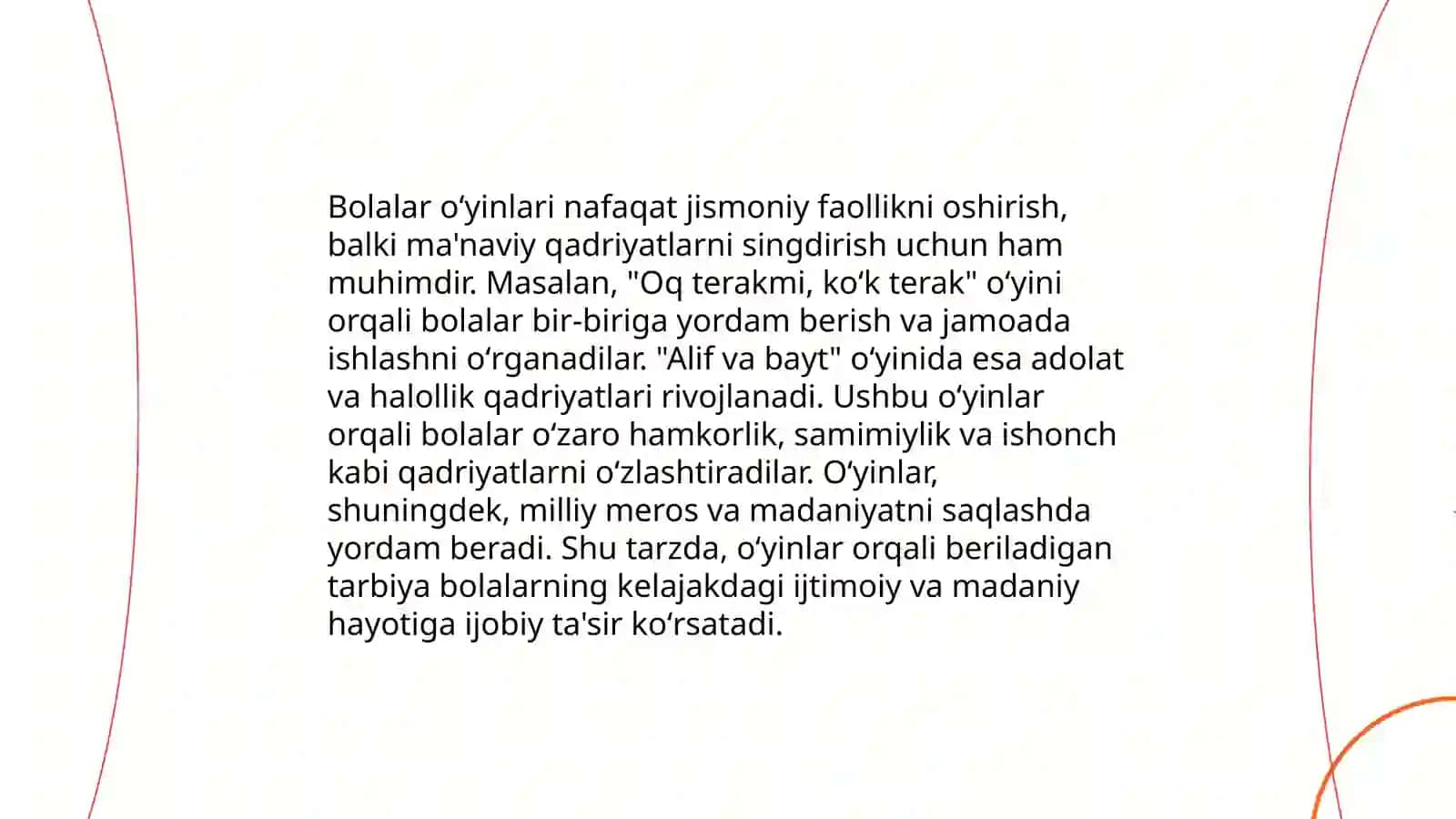 Oʻzbek bolalar folklorini tahlil qilish va misollar keltirish 4